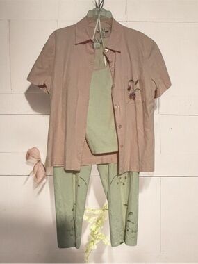 Pastel Pink & Off White Embroidered Three-Piece Set